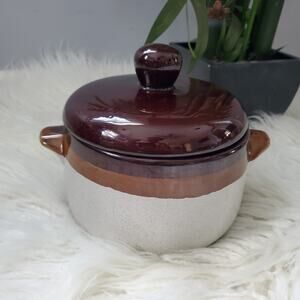 Vintage Stoneware Ceramic Glazed Bean Crock Pot